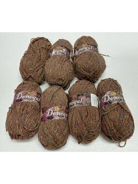 Vintage Donegal Tweed Wool Blend Yarn Lot Of 7 Skeins Brown England NEW